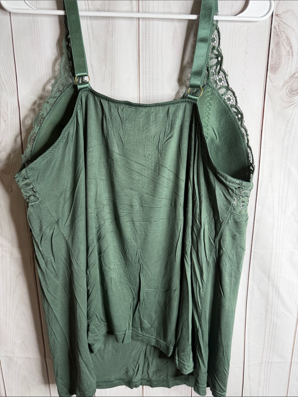 Daisy Fuentes Olive Green Lace-Trim Chemise 1x-1101 - Picture 4 of 6